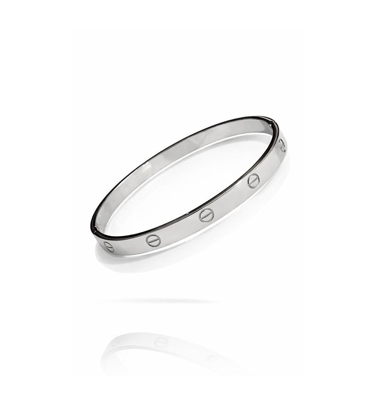Amour Vis Bangle — silver-tone hinged bangle with screw motifs