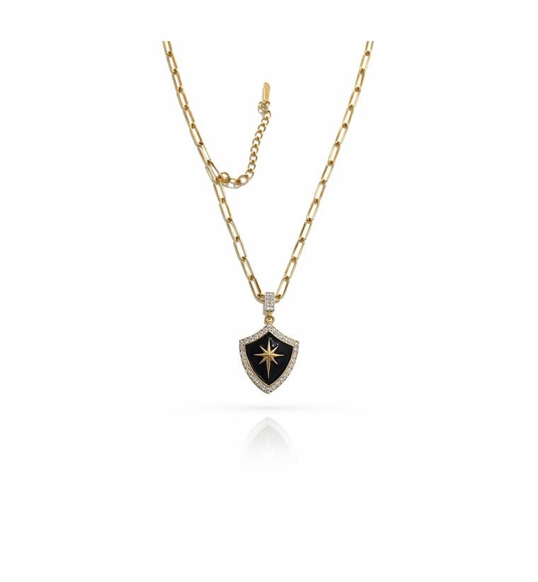 Cœur Noir Pendant — gold plated necklace with black enamel heart
