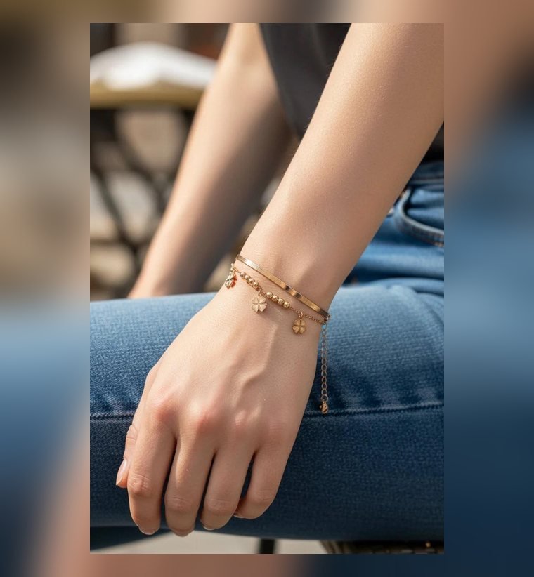 Délicate Layered Duo — fine gold plated layered charm bracelets