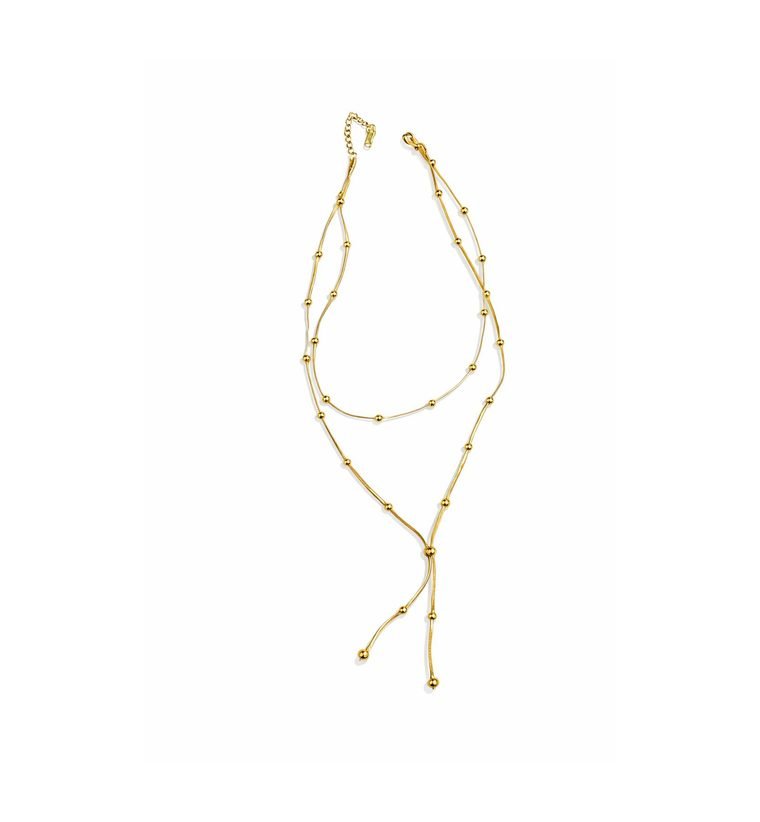 Goutte Bolo Lariat — gold plated adjustable bead station lariat