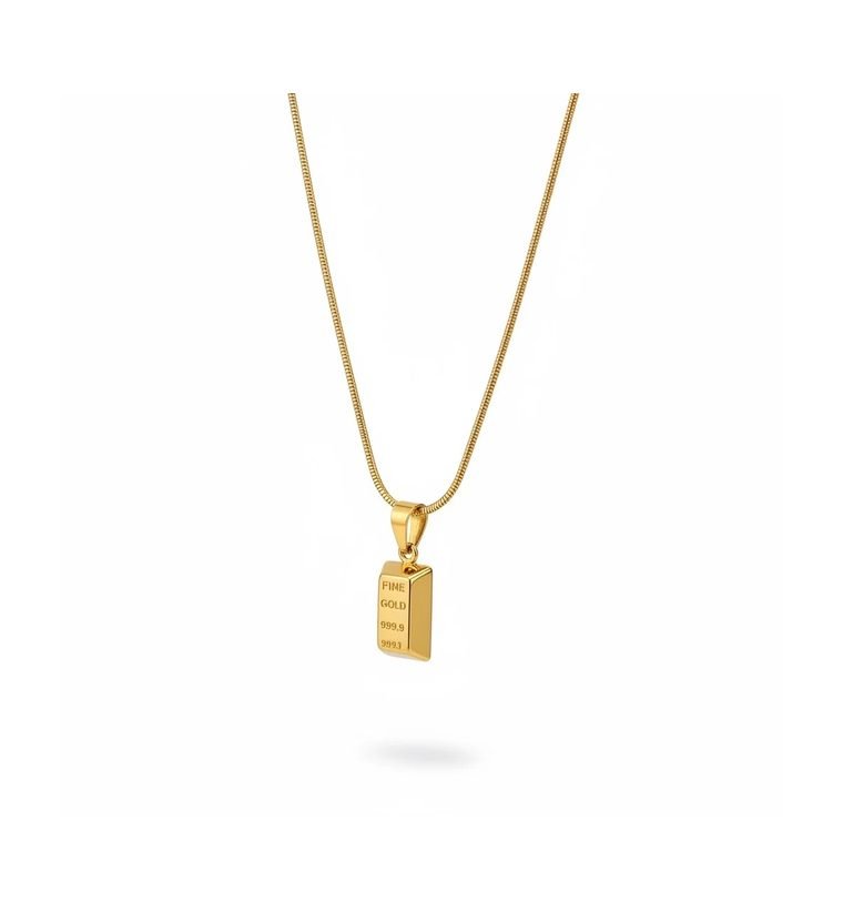 Lingot Pendant — gold plated ingot tag necklace