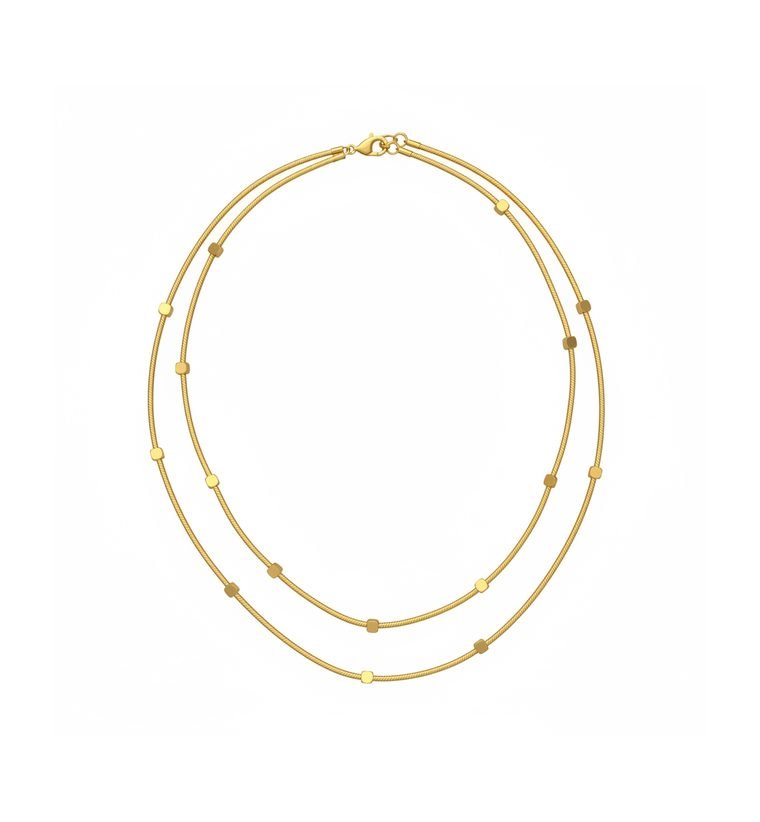 Perlé Duo Chain — gold plated double bead station necklace — alternate view