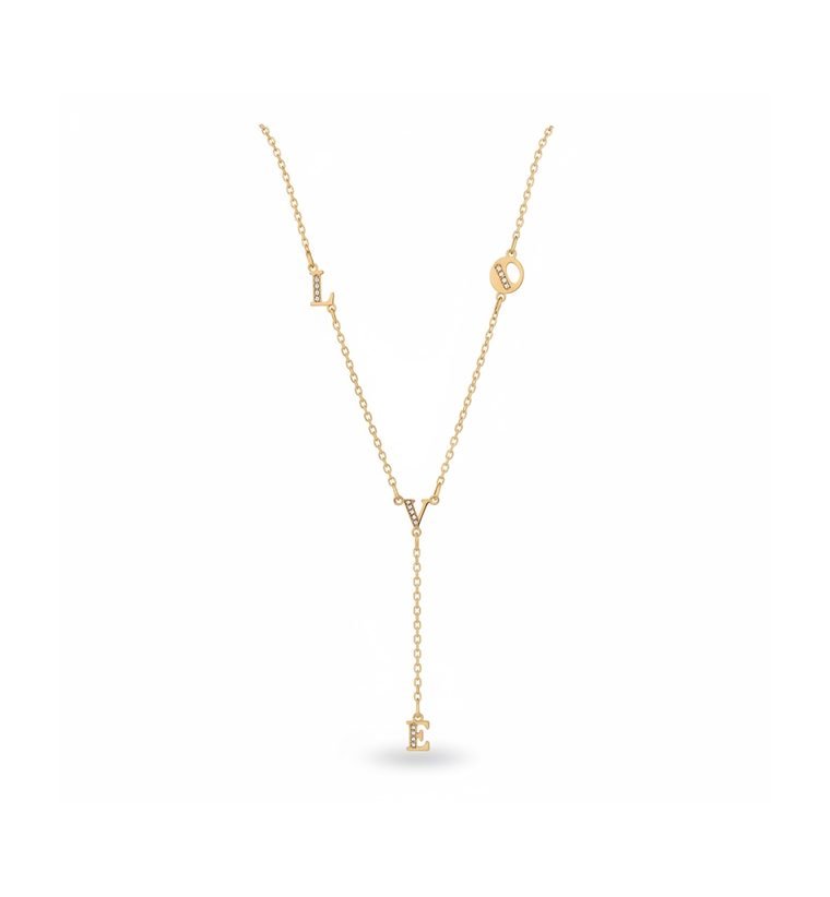Perle Lariat — gold plated pearl station Y necklace — alternate view