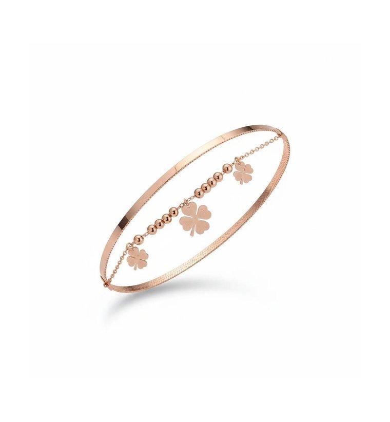 Trèfle Rosé Bangle — rose gold plated bangle with clover charms