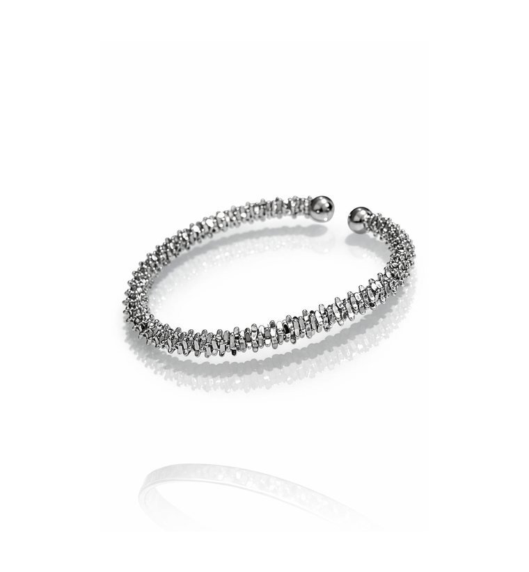 Tressé Cuff — silver-tone textured woven open cuff