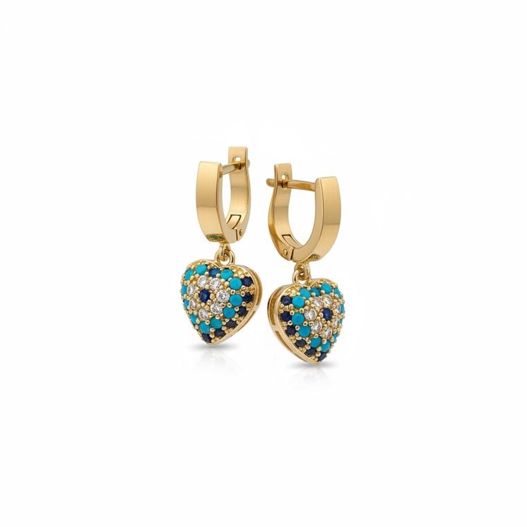 Turquoise Cœur Drops — angled view